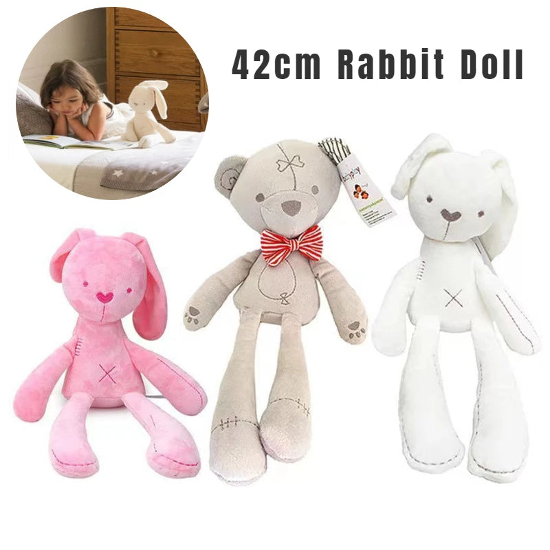 42CM Coelho Bonito Urso Boneca Bebê Brinquedos de Pelúcia Macios Para Crianças Apaziguar Dormir Bicho de Pelúcia Brinquedos de Bebê para Bebês Presente